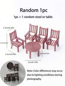 5pcs/1pc Mini Table And Chair Set, Wavy Round Table Armchair, Miniature Garden Table And Chair Set, Suitable For DIY Fairy Garden, Micro Landscape Crafts, Glass Containers, Potted Plant Decoration, Birthday Gift, Miniature Space Decoration/Arrangement - One Size Fits All - View 9