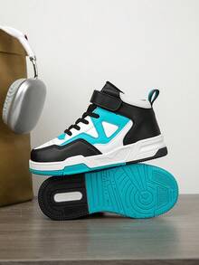1 Paar Kinder High-Top Sneaker, Indoor/Outdoor Lässig Laufschuhe, leicht, atmungsaktiv, bequem, Schulstil Unisex Kinderschuhe - Blau - Übersicht 9