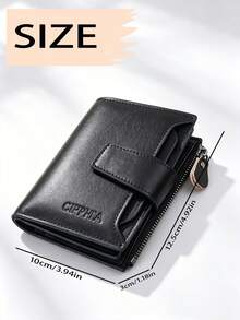 Dompet Pria Kulit Asli Klasik, Pemblokiran RFID, 12 Slot Kartu, 2 Kompartemen Uang Kertas, 1 Kantong Koin dengan Resleting, 2 Slot Kartu SIM - Hitam - View 6