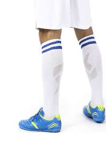 1 paire de chaussettes de football pour enfants, chaussettes de sport respirantes et absorbantes jusqu'au genou, convenant aux enfants de 6 à 12 ans pour le football, la course, le cyclisme, la randonnée et les sports de plein air - Multicolore - Voir 3