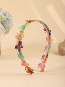 1/3/5件組女孩刺繡蝴蝶與雛菊花卉髮箍，適合野餐、日常休閒造型 - 彩色 - 查看 14