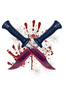 2pcs/Set Halloween Decoration Toys Realistic Bleeding Knife Horror Cleaver Zombie Makeup Prop Blood Knife - Multicolor - View 2