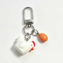 1pc Unisex Creative Healing Resin Hen Laying Egg Pendant Fried Egg Keychain Personalized Bag & Key Charm - Multicolor - View 7