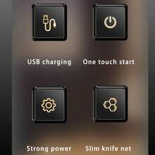 Kemei KM-TX10 男士電動刮鬍刀 專業男士刮鬍機 鬍鬚修剪器 USB充電式刮鬍刀 光頭刮鬍機 長效電池 乾濕兩用 日常使用 男士雙刀片箔片旋轉刮鬍刀 - 彩色 - 查看 4