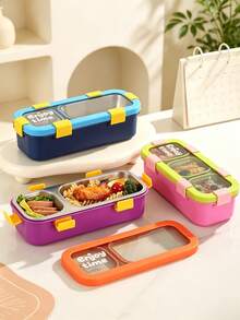 Kotak Bekal Bento Minimalis dari Baja Tahan Karat 304 dengan Kompartemen, Garpu dan Sendok, Kotak Makan Siang untuk Microwave - MultiWarna - View 8