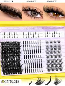 GROINNEYA 4 Styles Mixed Tray Individual Lashes Manga Eyelash Clusters With Bottom Lash Clusters To DIY Voluminous 5D Faux Mink Lashes Fuzzy Lash Tip Single Cluster Eyelashes For Extension,Winged End Eye Elongated,Suitable For Daily And Date,Featival - C - View 8