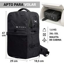 PICSIL Horizon - Mochila de Cabina Expandible 26L-33L, Backpack Impermeable con Compartimento Laptop 15.6" y Tenis, Modular para Viaje, Trabajo y Gimnasio - Marina de - Ver 2