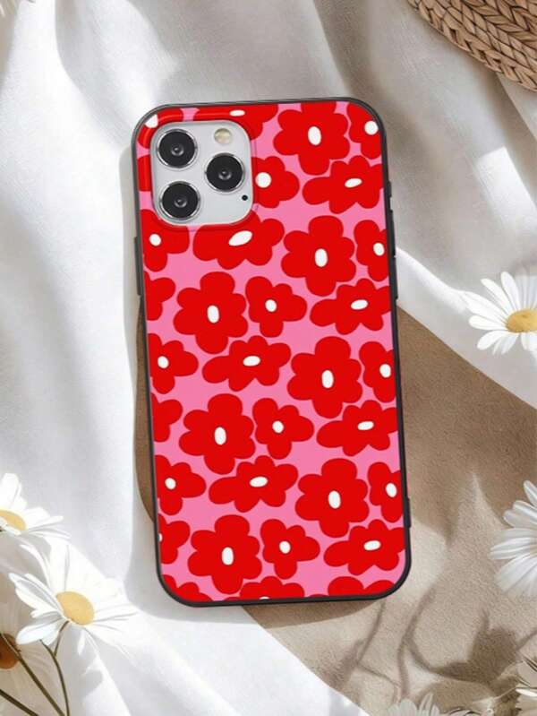 1pc Fresh Cute Floral Print Hollow Phone Case, Compatible With IPhone 17/16/11/12/13/14/15/15Pro/15Plus/15ProMax/7Plus/8Plus/X/XsMax/Xr/11Pro/12Pro/13Pro/14Pro/13Mini/11ProMax/13ProMax/14ProMax/14Plus/7/8/16Pro/16Plus/16ProMax/17Pro/17e/17ProMax & Galaxy A54/A12/A13/A14/A22/A23/A32/A33/A52/A55/A56/A57/A15/A32/S23/S24/S25/A15/A33/A23/S26/S26PLUS/S26ULTRA/A17/A16/A56/A57