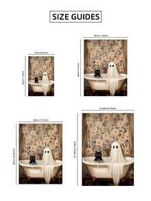 1pc Frameless Halloween Ghost Cat Bubble Bath Pattern Horror Bathroom Wall Art Poster, Aesthetic Apartment Living Room Bedroom Decor, Back To School Personalized Poster, Dorm Essentials - Frameless - View 10