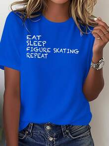 Women's Pure And Comfortable T-Shirt For Figure Skating - Blue - View 1