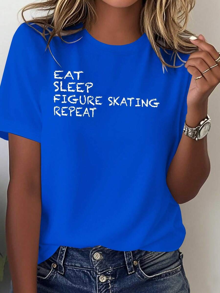 Women's Pure And Comfortable T-Shirt For Figure Skating - Blue - View 1