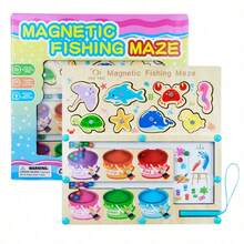 Multifunctional Wooden Magnetic Bead Maze Toy, Fruit Shape Matching, Tangram, XO Chess, Counting Color Sorting Game, Toddler Educational Toy For Concentration & Hand-Eye Coordination - Multicolor - View 15