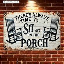 2D Plano, Siempre Hay Tiempo Para Sentarse En El Porche "Letrero De Pared Vintage - Arte De Madera 2D Humorístico, Hogar, Porche, Jardín, Café, Bar, Club, Granja, Mural Exterior | Decoración De Pared Rústica | Hecho De Madera Manufacturada, Decoración De Porche - Dibujos animados - Ver 5