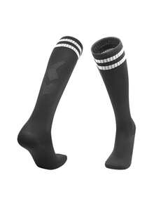 1 paire de chaussettes de football pour enfants, chaussettes de sport respirantes et absorbantes jusqu'au genou, convenant aux enfants de 6 à 12 ans pour le football, la course, le cyclisme, la randonnée et les sports de plein air - Multicolore - Voir 28