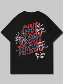 Men's "Give Glory To God"  Slogan Print Fashion T-Shirt - 白色 - 查看 7