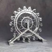 DIY金屬組裝玩具摩天輪模型 3D立體遊戲拼圖創意玩具 可旋轉摩天輪遊樂場模型 手作家居裝飾桌面擺件 成人拼圖遊戲 成人積木 - 彩色 - 查看 4