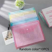 5pcs/10pcs/20pcs - A4 Size DIY File Bags, Morandi Color, Thickened Large Capacity Plastic Snap Button File Bags, Document Bags, Test Paper Storage Bags, Transparent File Storage Bags, 1mm Thick - Multicolor - View 9