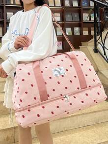 Unisex Solid-Color Travel Bag With Zipper And Separate Multifunctional Compartment For Shoes, Travel Suitcases, Laptop, Lightweight - 粉色 - 查看 12