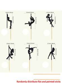 24/12/1pc Glitter Male Muscle Silhouette Bachelor Party Cupcake Toppers, Black & Gold Cake Decoration Picks, Suitable For Bachelor Party/Groom's Pre-Wedding Party/Bridal Shower/Birthday Wedding/Home Kitchen Dessert Table Party Supplies Decoration - Singles Party Cake Insert - View 3