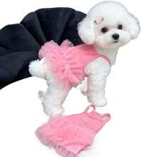 1pc Pet Princess Dress, Pink Mesh Design, Soft And Comfortable, Cat And Dog Photo Outfit, Cute Pet Clothing, Suitable For Small Dogs, Medium Dogs And Cats, Birthday Party Costume - Pink - View 5