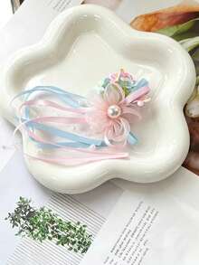 1pc Fairy-Style Bow Tassel Hair Clip, Fresh Sweet Floral Hair Accessory - Multicolor - View 4
