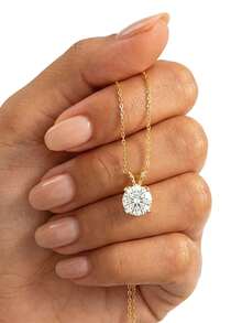 ConiiW 925 Sterling Silver Moissanite Four-Prong Pendant Necklace - A Stylish Necklace For Men And Women - Gold - View 5