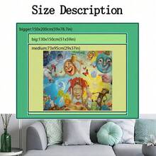 1pc Abstract Cartoon Art Design Colorful Tapestry, Bedroom Living Room Dorm Halloween Party Decor, Washable, 79x58 Inch Large Polyester Tapestry With Free Accessories - Multicolor - View 8