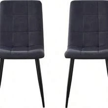 Mcc Direct Set Of 4 Faux Matte Suede Leather Dining Chairs With Metal Legs Home& Restaurants Henri - Black - View 6