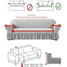 1PC Fleece Fabric Anti-Slip Elastic Decorative Sofa Cover Jacquard Pattern Carved Tail Design Light Gray Pet-Proof Dust-Proof Sofa Cover Suitable For 1/2/3/4 Seater Sofa All Seasons - Light Grey - View 15