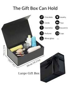 3pcs Elegant Luxury Gift Box Set With Magnetic Closure, Ribbon Decoration, Minimalist Fashion High-End Aesthetic Design, Suitable For Groomsman Proposal Box, Wedding, Christmas, Halloween, Birthday Gift, Pink - Black - View 11