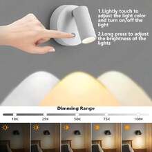 1pc Rechargeable LED Mini Spotlight, 3 Color Temperature Switching With Stepless Dimming, Can Be Wall-Mounted As Indoor Ambient Wall Light Or Floor-Standing For Plant Lighting, Also Hanging As Small Pendant Light. Designed For Focused Decorative Lighting Of Paintings, Ornaments And Artworks, Multi-Angle Adjustable Focus Spotlight, Suitable For Home, Exhibition Hall And Potted Plants - Multicolor - View 6