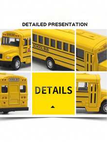 1/2PCS Pull Back School Bus Toy, Simulation Alloy School Bus Vehicle Model, Realistic Classic Bus Play Toy, Educational Collectible Gift For Boys Girls Children Ages 3 4 5 6 7-10 Year Old Back To School Supplies, Christmas Stocking Suffers, Part Gift - Multicolor - View 6