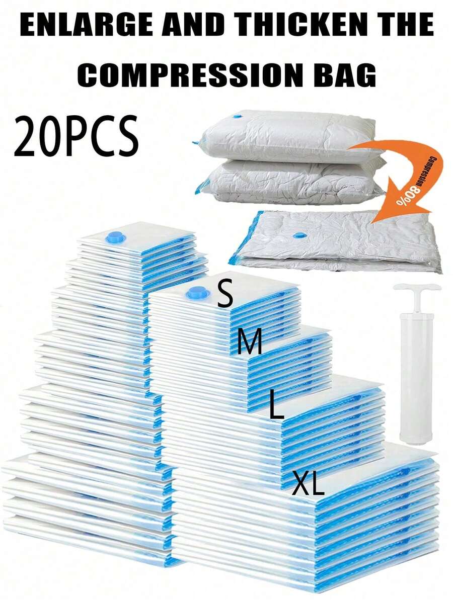 20/10/9/8/5/1pc Vacuum Compression Storage Bags With Manual Pump, Clothing Storage Bags, Vacuum Travel Storage Bags, Space-Saving Foldable Vacuum Sealed Bags, Travel Essentials, For Storage And Organization, Under-Bed Storage, Suitable For Moving, Travel, Seasonal Storage, Large Capacity Portable Vacuum Bags With Pump, Compression Packaging Cubes For Moving, Multi-Functional Waterproof, Moisture-Proof, Insect-Proof Wardrobe Storage Bags, Travel Essentials, 80% Compression Rate For Efficient Space Utilization, Also An Ideal Gift For Christmas