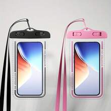 2個セット ユニバーサル防水携帯電話ポーチ（ストラップ払いき、耐水性）<wbr>プラスチックCa - ブラック+グレーブルー - チェックする 3