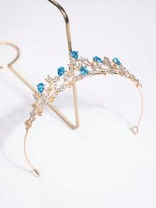 A Stylish And Exquisite Alloy Crown Suitable For Women's Wedding Party Hair Accessories - Baby Blue - View 4