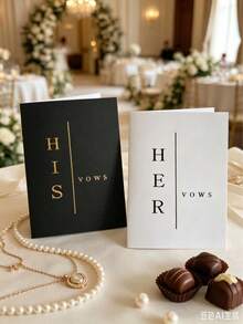 2 Elegant "His & Hers" Wedding Vow Books - 28 Pages, 5.5" X 3.9" - Perfect For Bridal Shower, Anniversary And Wedding - Includes Time Capsule Love Letter - Ideal Keepsake For Couples And Bridesmaid Gifts School Supplies - one-size - View 2