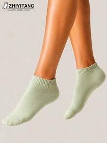 ZHIYITANG Random 1 Pair/3 Pairs/5 Pairs Women's Short Socks, Simple Fashion Solid Color College Style Candy Color Low-Cut Socks, Thin Breathable Comfortable Soft Moisture-Wicking Sweat-Absorbing Socks For Spring Summer Autumn, Sports Casual Street Style, Suitable For Daily Wear - Multicolor - View 7