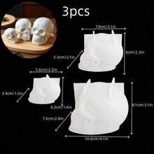 3pcs Skull Silicone Mold, Halloween Skull Shaped Aromatherapy Candle Mold, Perfect For Holiday Atmosphere Decoration Making, Suitable For Handmade Crafts - Skull Mold - View 2
