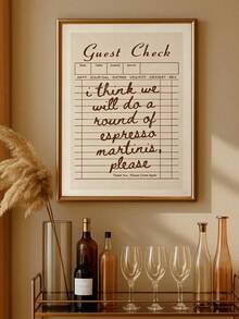 1pc"Chef Was Cute Would Eat Here Again"Wall Art Print Kitchen Canvas Poster, Minimal Kitchen Poster, Chef Wall Art Print, Restaurant Art, Guest Check Funny Espresso Martini, Preppy Poster Apartment Bar Cart Decor,Wall ArtFramed/Unframe - 1pc - View 8