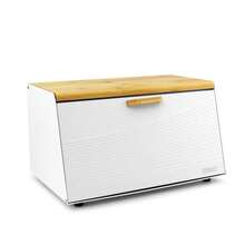Steel Bread Container With A Bamboo Lid Height ~ 21 Cm Base Depth ~ 21.5 Cm Overall Width ~ 35.5 Cm - View 11