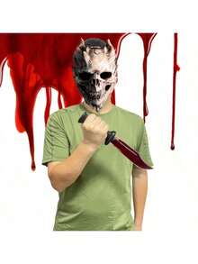 2pcs/Set Halloween Decoration Toys Realistic Bleeding Knife Horror Cleaver Zombie Makeup Prop Blood Knife - Multicolor - View 3