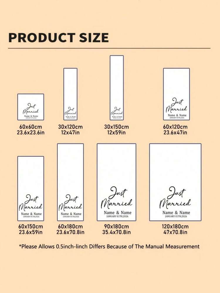 Customized Personalized Wedding Table Runner And Welcome Banner, Suitable For Weddings, Receptions, Ceremonies, Woven Fabric, Customizable Text, Rectangular Table Decor, Suitable For Outdoor Events, Name/Date/Phrase Decoration - Multicolor - View 3