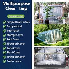 Transparent Waterproof Rectangular Patio Furniture Cover, Tear-Resistant Windproof Fabric, Suitable For Patio Canopy/Garden Awning/Plant Greenhouse, Outdoor Protective Cover - Transparent - View 3