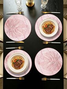 4/120pcs Gold Round Leaf PVC Placemats, Waterproof And Oil-Resistant Tabletop Decor Mats, Washable Tableware Mats, Non-Slip Odorless Western Dining Mats, Suitable For Restaurants, Cafes, Homestays, Fit For Holidays, Parties, Gatherings, Birthdays, Weddings, Dinner Parties - Multicolor - View 14