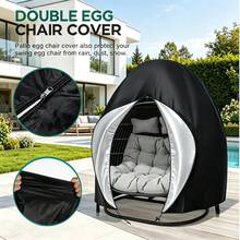 Egg Chair Cover, Hanging Chair/Swing Chair Cover, Garden Outdoor Swing Chair Cover/Bird Nest Rattan Chair/Hanging Basket Chair/Pod Chair/Capsule Chair/Hanging Egg Chair Protective Cover, Outdoor Furniture Cover, Round Furniture Cover, Dust Cover. With Zipper/Drawstring/Buckle, PU Silver Coated Oxford Fabric, Tear-Resistant Material - Egg-shaped Chair Cover - Zipper Version - View 2