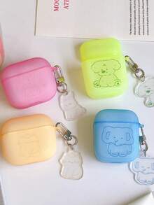 Line Animal Elephant Design Protective Case Compatible With Apple 4/Pro 3/Pro 2/3/1/2 Wireless Bluetooth Earphones - Yellow - View 3