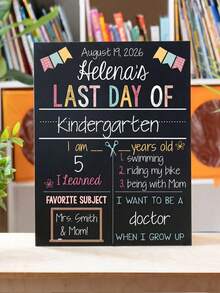 Custom Text First Day Of School Sign, Back To School Chalkboard,School Sign, Teacher Chalkboard, Last Day Sign, Photo Prop - Multicolor - View 6