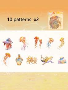 1 Pack 20pcs PET Shell Glossy Jellyfish Goldfish Pearl Wish Bottle Pattern Decorative Planner Stickers - DT1815 - View 15