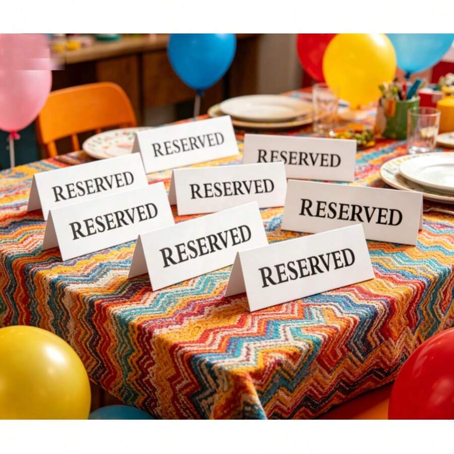 Acrylic Reserved Table Signs And Table Cards With Reserved Coordinates, Suitable For Restaurant, Birthday Party And Event Guest Reservation Coordinates (White Background Black Text) - View 1