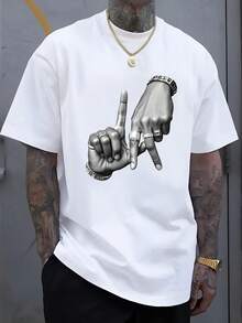 Men's Graphic T-Shirt - White Tee With Bold Letter Print, Lightweight Breathable Fabric For Everyday Casual & Formal Outfits - Machine Washable Everyd - White - View 1